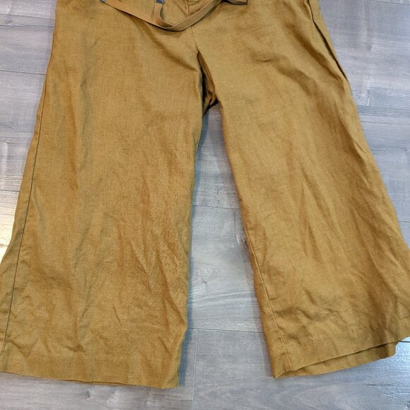 Contemporaine Brown Linen Pants with Tie Waist - Picture 7 of 10